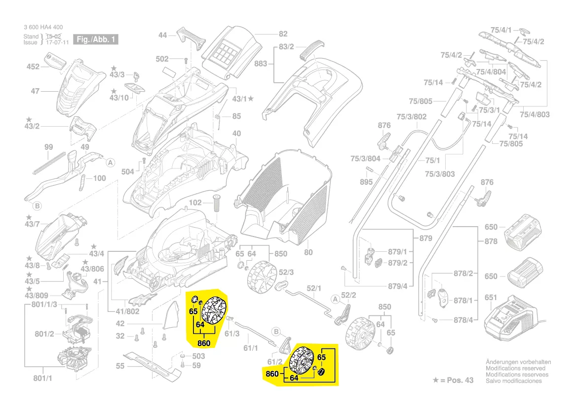 Roue avant tondeuse Bosch réf. F 016 104 421